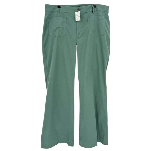 J. Crew Lizzie Linen Cotton High-rise Patch-pocket Wide Leg Pant Green Size 35 - Picture 5 of 15